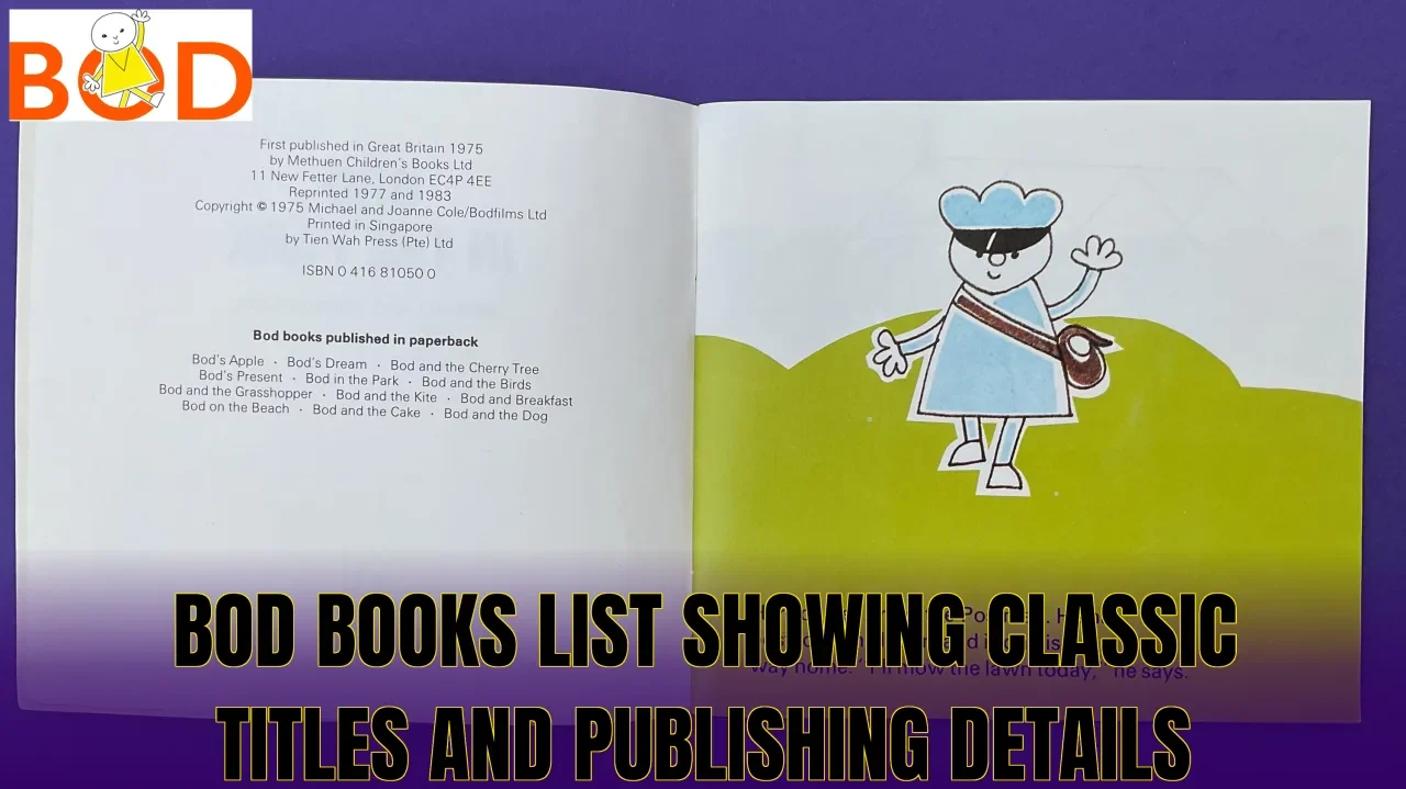 Bod books list showing classic titles and publishing details